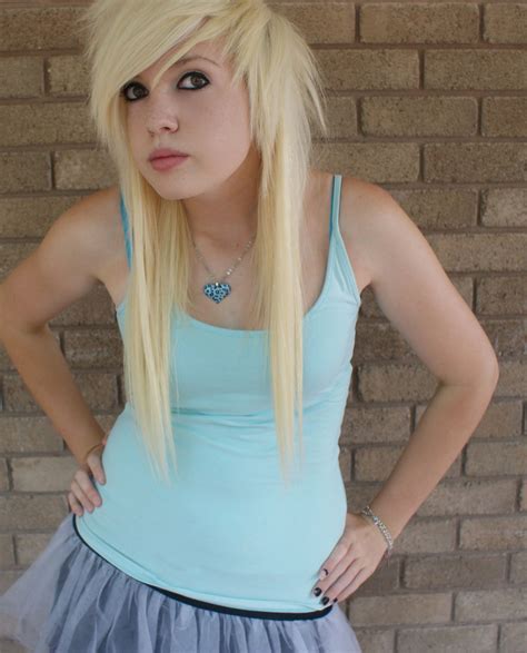 emo hairstyle female|emo with blonde hair.